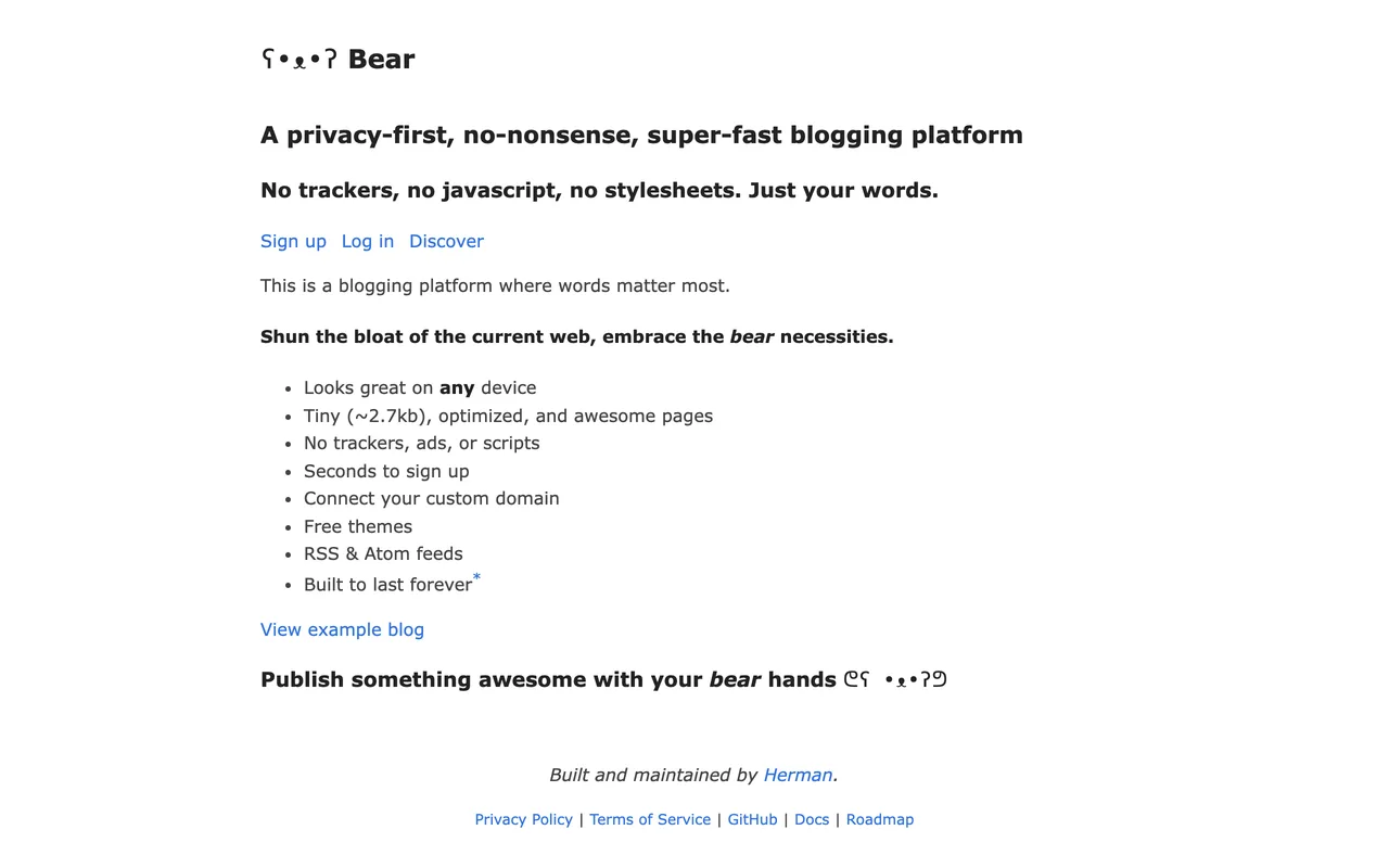 Bear Blog preview