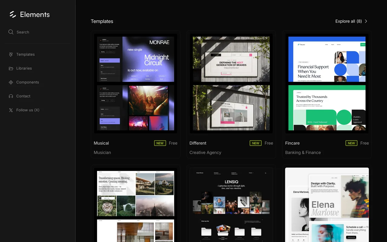 Elements Library preview