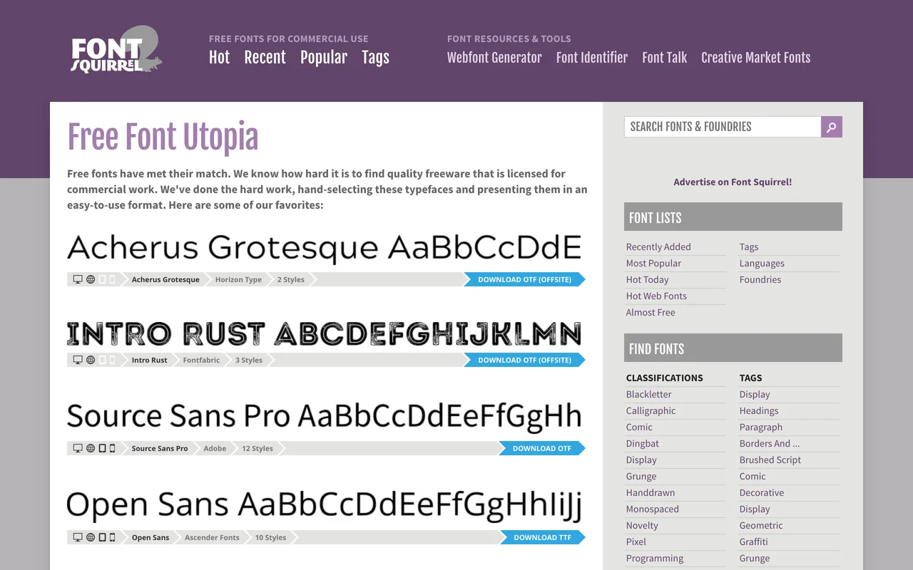 Font Squirrel preview
