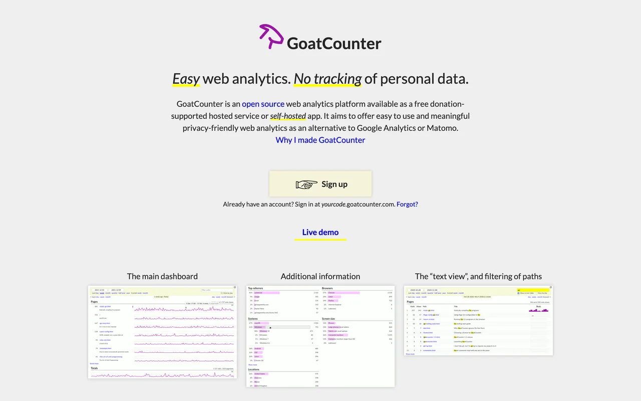 GoatCounter preview