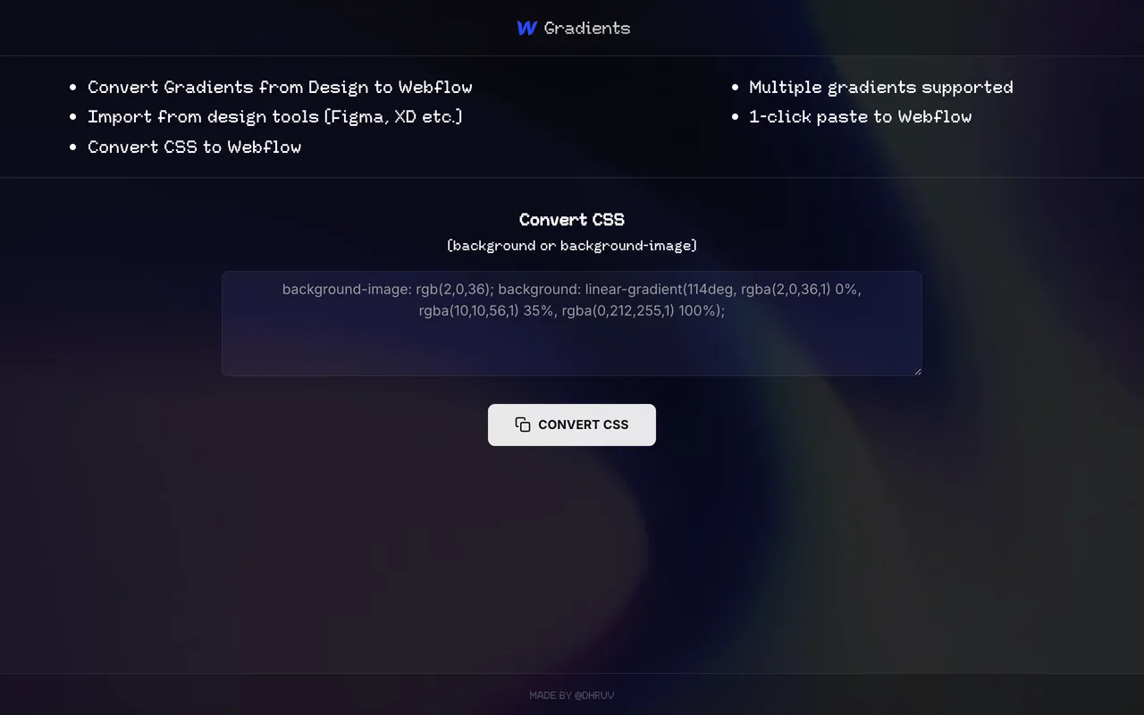 Gradient Generator Webflow preview