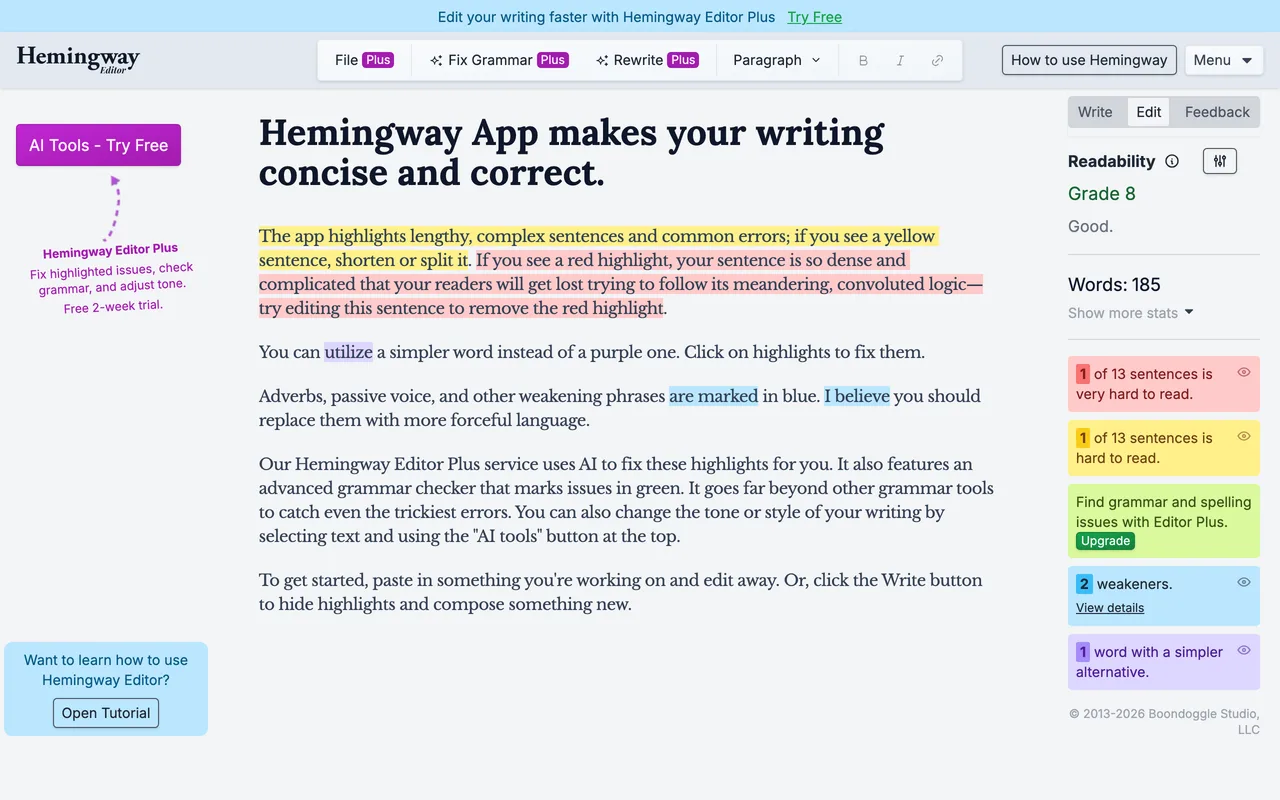 Hemingway Editor preview