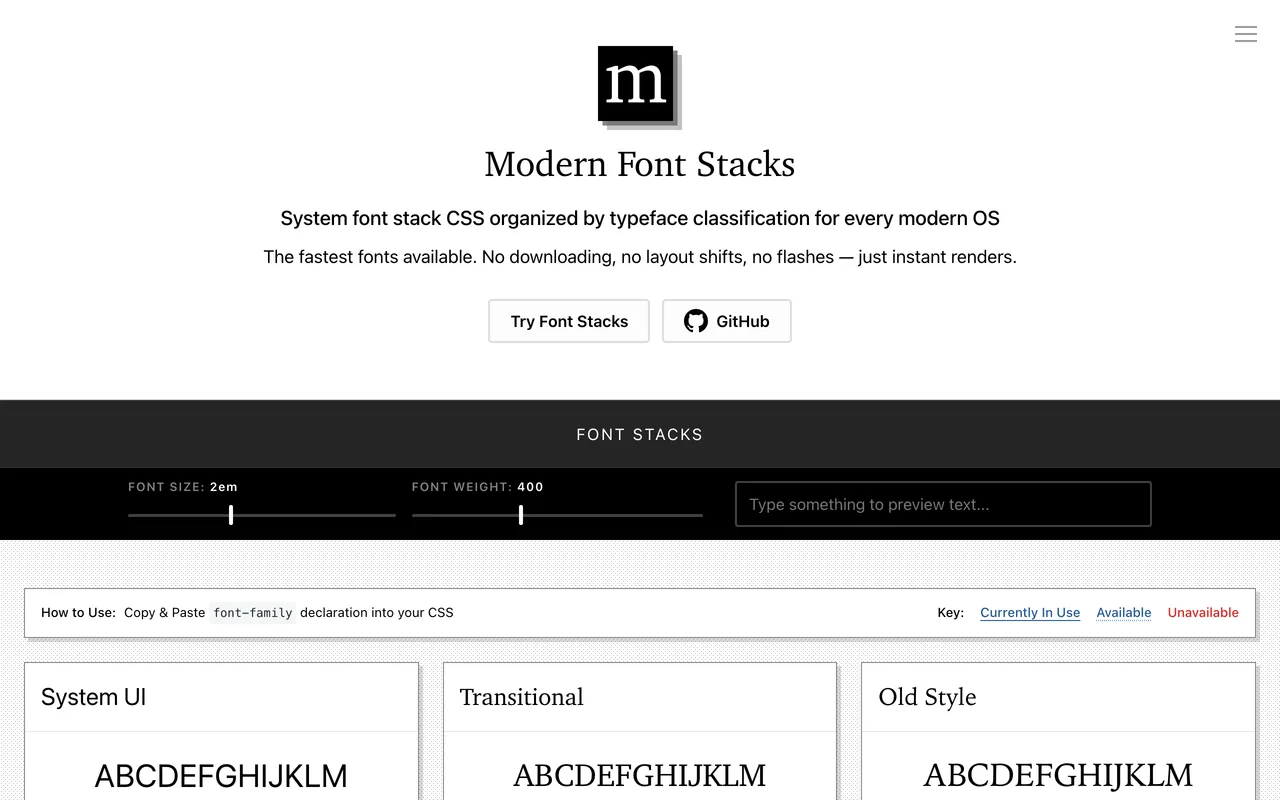 Modern Font Stacks preview