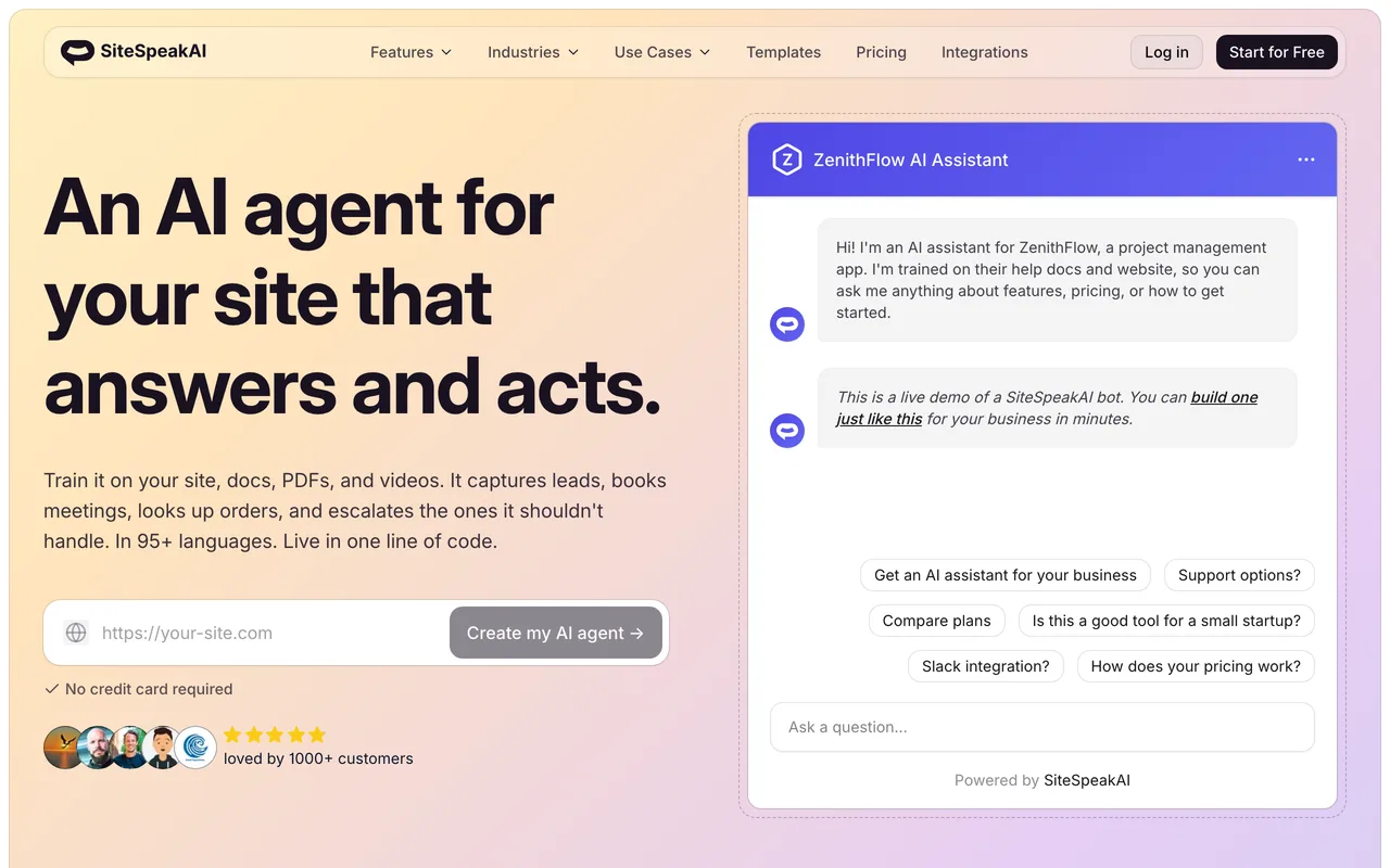 SiteSpeakAI preview