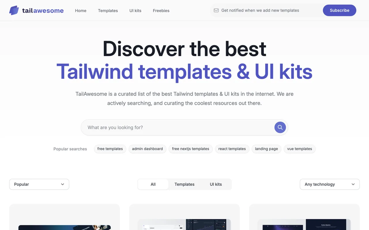Tailwind Awesome preview