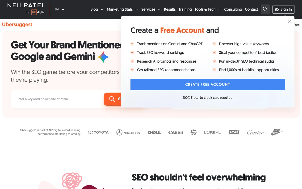 Ubersuggest preview